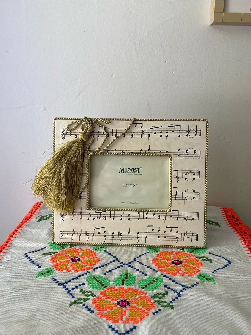Vintage Sheet Music & Tassel Picture Frame 3.5”x5”